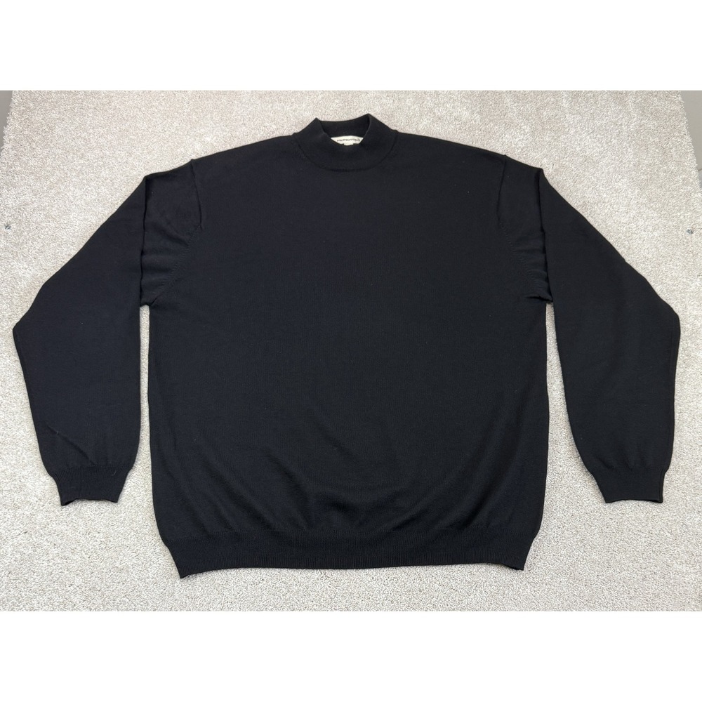 Pronto Uomo Mock Neck Sweater Men's XLT Black 100% Merino Extra Fine Wool